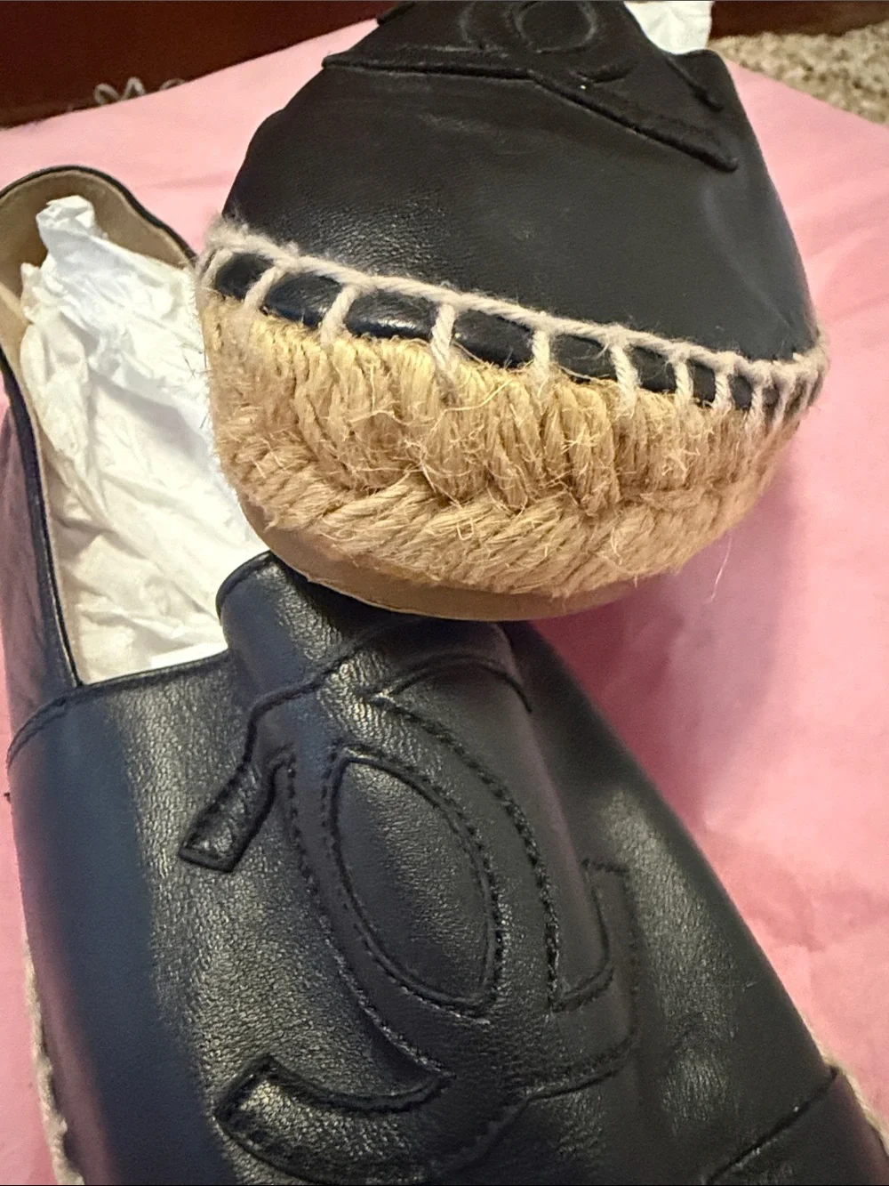 CHANEL SZ 36 Lambskin Espadrilles Black! Stunning, no signs of wear, excellent